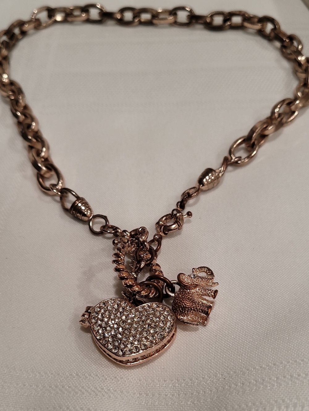 Chunky Charm Necklace Choker Heart Locket